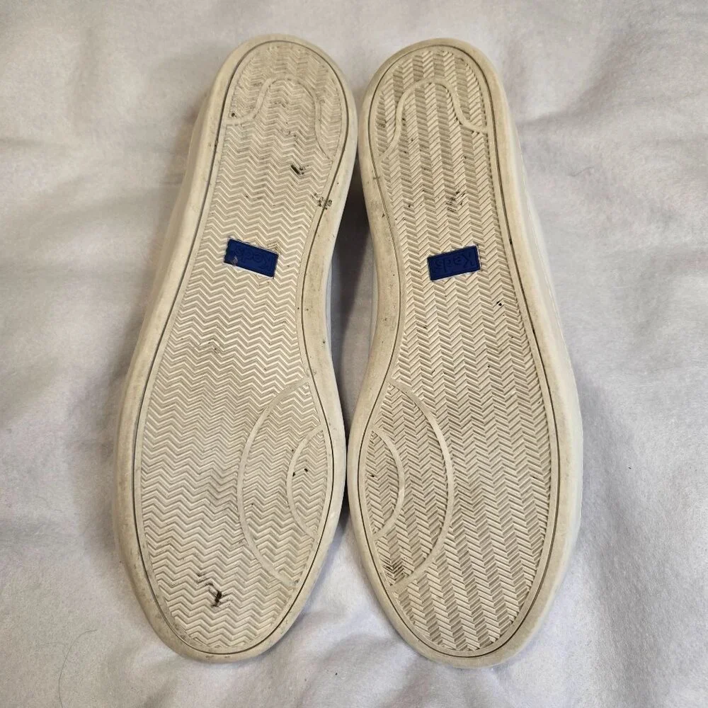 Keds For Kate Spade White Leather Sneakers Shoes Rose Gold Glitter Women's‎ Size